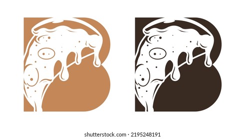 Letter B Pizza logo design vector icon symbol template