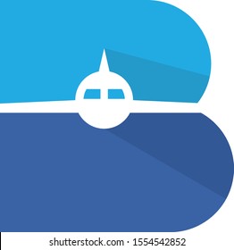 letter B with plane logo design inspirations