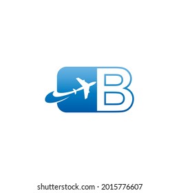 Letter B with plane logo icon design vector illustration
