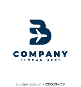letter B and plane logo icon and vector
