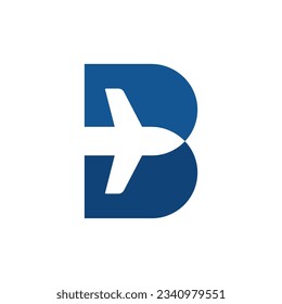 letter B and plane logo icon and vector