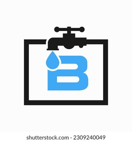 Diseño del logotipo del complemento de letra B. Plantilla de logotipo de agua de fontanería