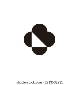 Letter B plus geometric symbol simple logo vector