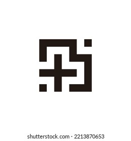 Letter B plus, square geometric symbol simple logo vector