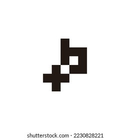 Letra b plus, símbolo geométrico cuadrado simple vector logo