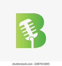 Letter B Podcast Logo. Music Symbol Vector Template