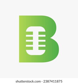 Letter B Podcast Logo. Music Symbol Vector Template