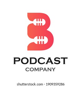 Buchstabe b mit Podcast Logo Vorlage Illustration. geeignet für Podcasting, Internet, Marke, Musik, Digital, Unterhaltung, Studio usw.