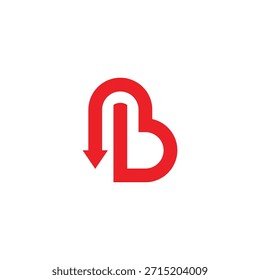 Letra B Punto Flecha Movimiento geométrico simple Logotipo Vector 