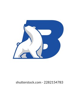 Letter B with polar bear logo icon design template elements. Vector sign