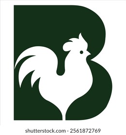 Letter B Poultry Logo With Hen Symbol. Chicken Logo, Rooster Sigh Vector Template