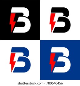 Letter B with power icon logo design template