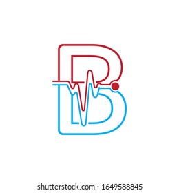 Letter B with Pulse line Logo Vector Element Symbol Template