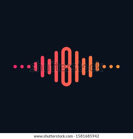 letter B with Pulse music player element. Logo template electronic music, equalizer, store, dj, nightclub, disco. Audio wave logo concept, Multimedia Technology themed, Abstract Shape. - vector