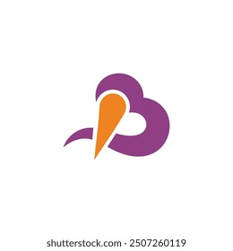 letter b purple ice cream cone symbol logo vector