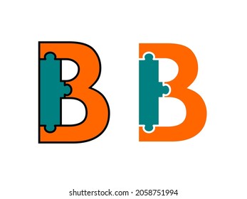 Buchstabe b mit Logo-Vorlage für Puzzle-Design