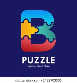 Letter b with puzzle design logo template illustration