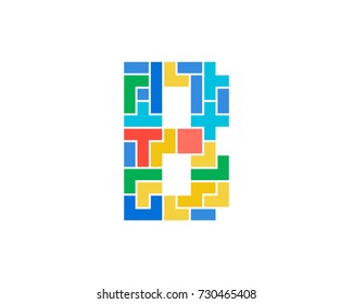 Letter B Puzzle Icon Logo Design Element