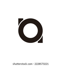 Letter b, q and o circle, outline geometric symbol simple logo vector