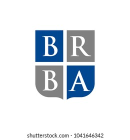 letter B R and A vector logo. Shield icon.