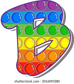 Letter B. Rainbow colored letters in the form of a popular children's game pop it. Bright letters on a white background. 