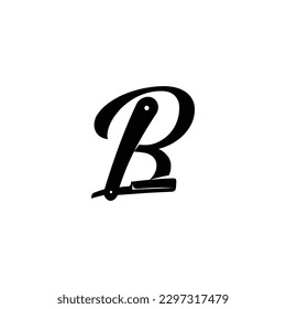 Letter B razor blade logo suitable for barbershop.