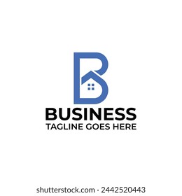Letter B real estate, architecture, interior design, realty, home construction minimalist modern logo design concept