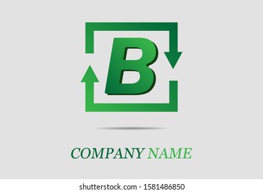 Letter B with rectangle arrow. vector illustration. logo for your company