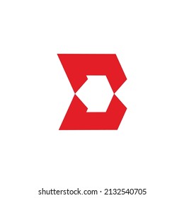 Buchstabe b, roter Pfeil, geometrischer einfacher Logo, Vektorgrafik
