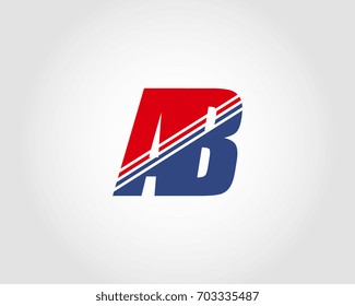 Letter A and B red and blue combination logo