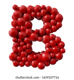 letter B with red colored shiny balls. realistic vector illustration. suitable for typewriting, alphabet or letter usage.
