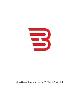 letter b red fast movement geometric simple logo vector