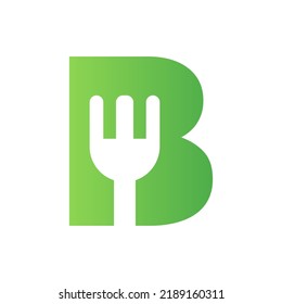 Letter B Restaurant Logo Combined with Fork Icon Vector Template