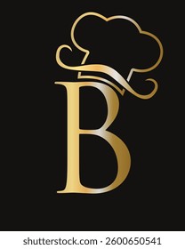 Letter B Restaurant Logo Concept With Chef Hat Symbol Vector Template