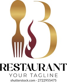 Letter B Restaurant Logo Design - Creative Alphabet B Food Vector Icon Ein professionelles Alphabet B Restaurant Logo Vektor mit einem modernen, minimalistischen und eleganten Design. Perfekt für Restaurant-Branding, Lebensmittelunternehmen, Café-Identitäten, Menü-Design, Verpackung, Beschilderung, Social Media und Print-und Digital-Marketing. Vollständig skalierbarer EPS-Vektor und einfach anzupassen.