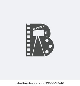 Letter B, Retro cinema or studio production logo with classic and iconic element
