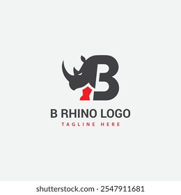 Letra B Logo Rhino, combinação de Letra B e rhino, modelo de logotipo de design plano, design vetorial