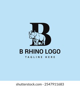 Letra B Logo Rhino, combinação de Letra B e rhino, modelo de logotipo de design plano, design vetorial