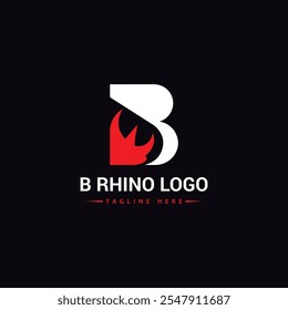 Letra B Logo Rhino, combinação de Letra B e rhino, modelo de logotipo de design plano, design vetorial