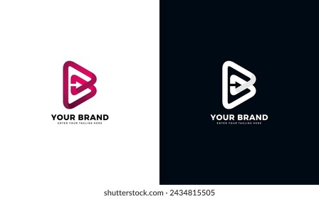 Letter b right arrow logo. B icon design, arrow. Vector illustration template