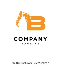 Letter B Ripper Excavator Logo Icon Vector