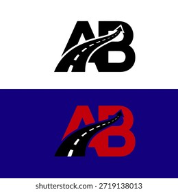Letter A and B Road logo design combination concept