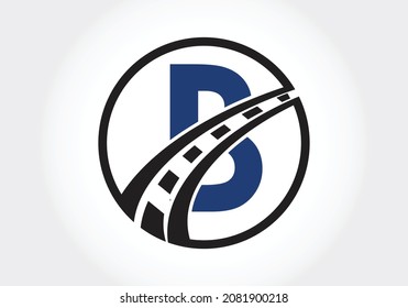 Buchstabe B mit Straßenlogo-Zeichen Design Vektor-Vorlage. Das kreative Design-Konzept für Straßeninstandhaltung und -bau.