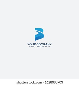 letter B and road logo, B the way logo monogram simple gradient