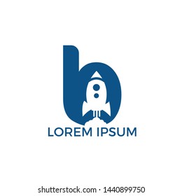 Letter B Rocket Logo Design. Letter B Logo With Rocket Launch Inside.	