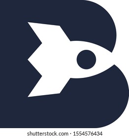 letter B with rocket logo design inspirations