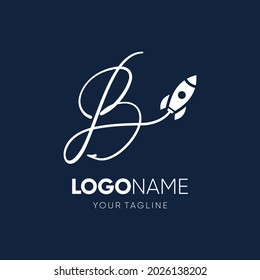 Letter B Rocket Logo Design Vector Graphic Icon Emblem Illustration 