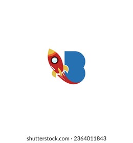 letter B rocket logo design image