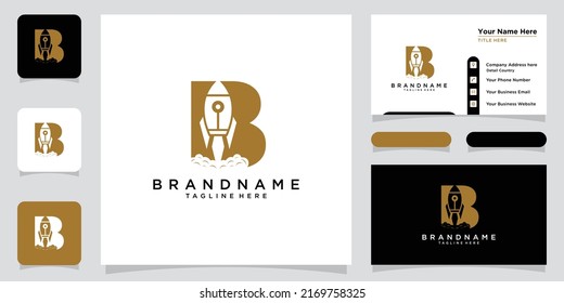 Letter B rocket logo icon vector design template