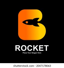 Letter B with rocket logo vector template. Suitable for app icon, technology, education, corporate identity, initial and labels.